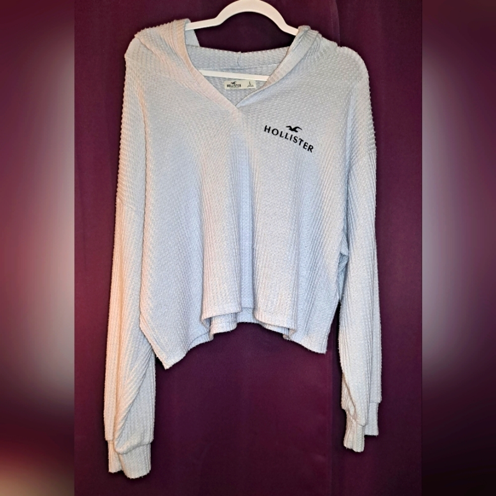 Hollister Light Blue Waffle Knit Hoodie